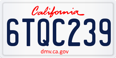 CA license plate 6TQC239