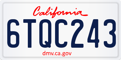 CA license plate 6TQC243