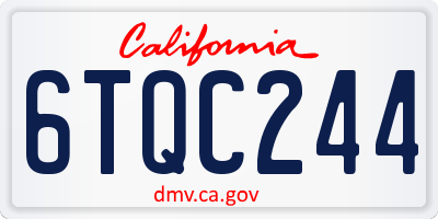 CA license plate 6TQC244