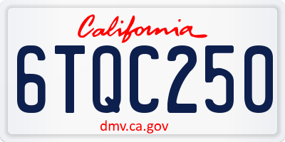 CA license plate 6TQC250