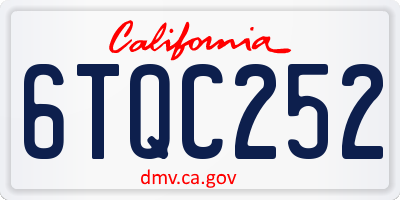 CA license plate 6TQC252