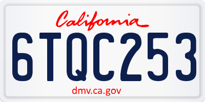 CA license plate 6TQC253