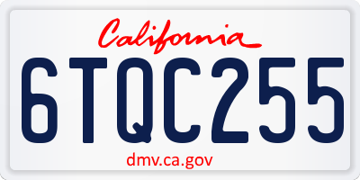 CA license plate 6TQC255