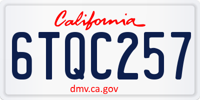 CA license plate 6TQC257