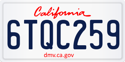 CA license plate 6TQC259