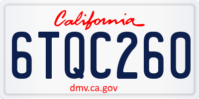 CA license plate 6TQC260