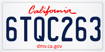 CA license plate 6TQC263