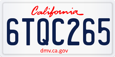 CA license plate 6TQC265