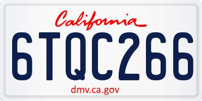 CA license plate 6TQC266