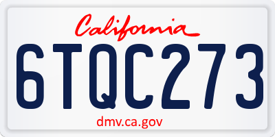 CA license plate 6TQC273