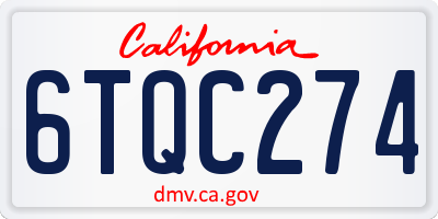 CA license plate 6TQC274