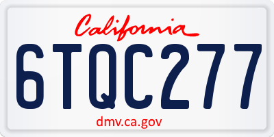 CA license plate 6TQC277