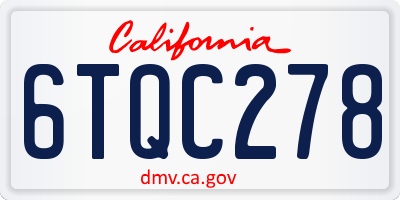 CA license plate 6TQC278