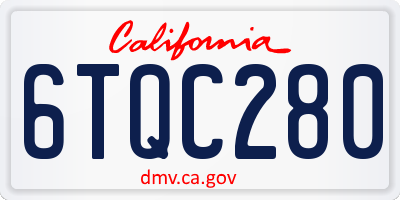 CA license plate 6TQC280