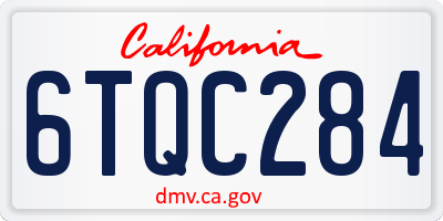 CA license plate 6TQC284