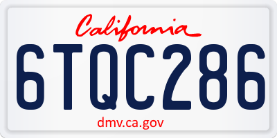 CA license plate 6TQC286