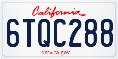 CA license plate 6TQC288