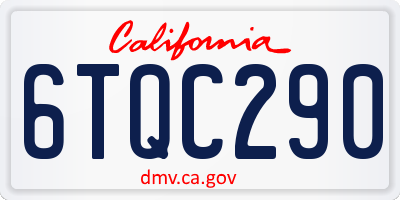 CA license plate 6TQC290