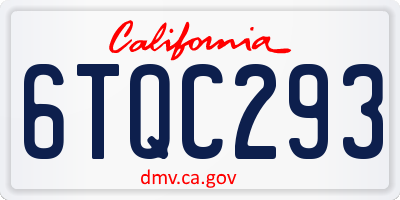 CA license plate 6TQC293