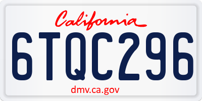 CA license plate 6TQC296