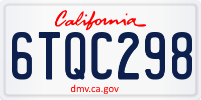 CA license plate 6TQC298