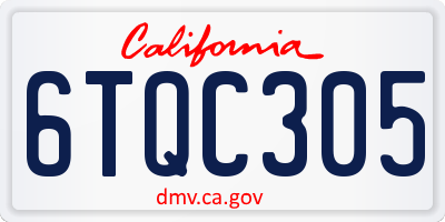 CA license plate 6TQC305