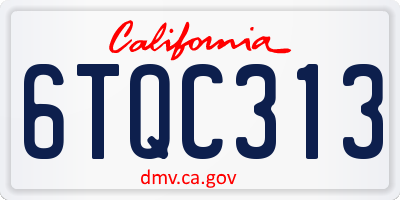 CA license plate 6TQC313