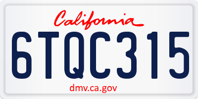 CA license plate 6TQC315