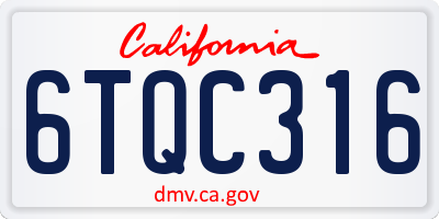 CA license plate 6TQC316