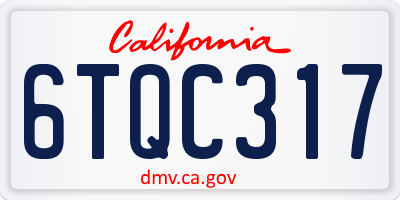 CA license plate 6TQC317