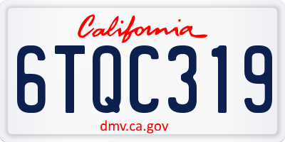 CA license plate 6TQC319