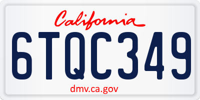 CA license plate 6TQC349