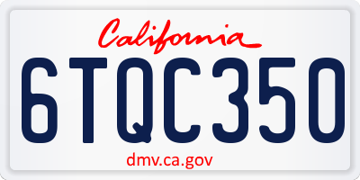 CA license plate 6TQC350