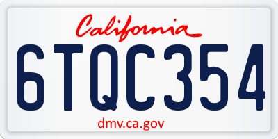 CA license plate 6TQC354
