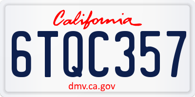 CA license plate 6TQC357