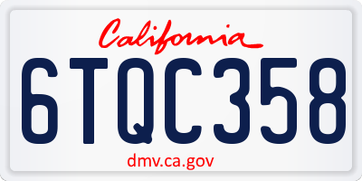 CA license plate 6TQC358