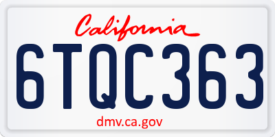 CA license plate 6TQC363