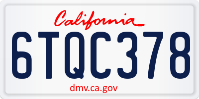 CA license plate 6TQC378