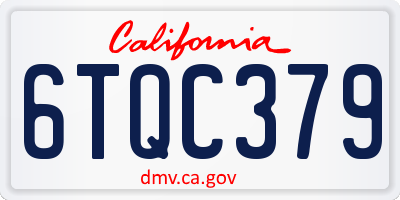 CA license plate 6TQC379