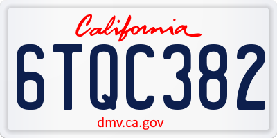 CA license plate 6TQC382