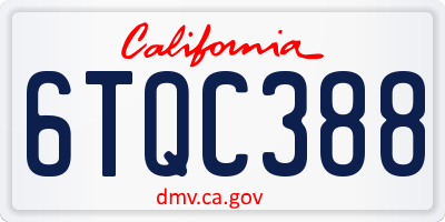 CA license plate 6TQC388
