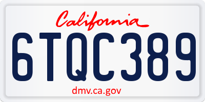 CA license plate 6TQC389