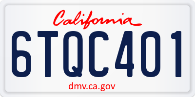 CA license plate 6TQC401