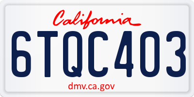 CA license plate 6TQC403