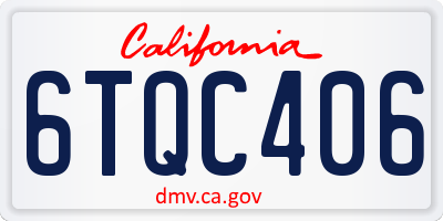 CA license plate 6TQC406