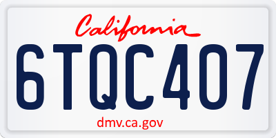 CA license plate 6TQC407