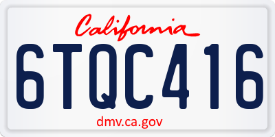 CA license plate 6TQC416