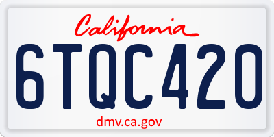 CA license plate 6TQC420