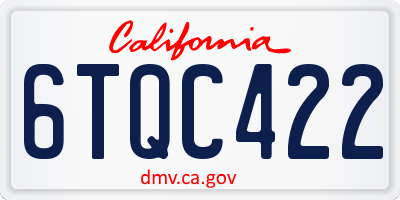 CA license plate 6TQC422