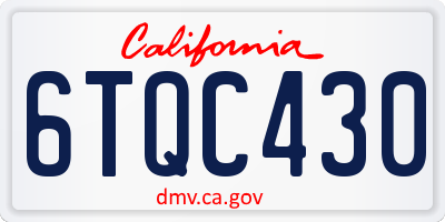 CA license plate 6TQC430